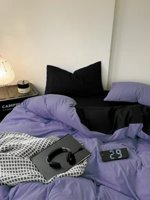 Bộ chăn ga gối Goni Chill màu Tím Đen