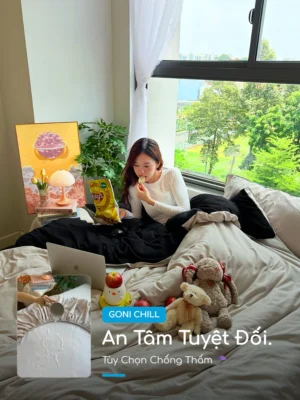 Bộ chăn ga gối Goni Chill màu Đen Beige - Ảnh 6