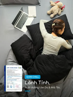 Bộ chăn ga gối Goni Chill màu Đen Xám - Ảnh 3