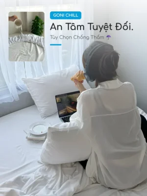 Bộ chăn ga gối Goni Chill màu Trắng - Ảnh 6