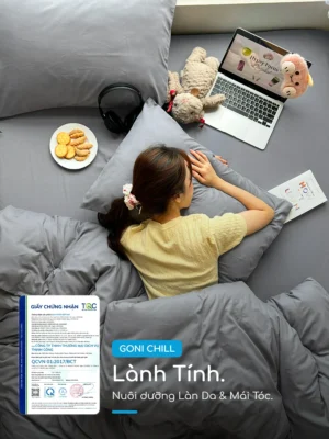 Bộ chăn ga gối Goni Chill màu Xám - Ảnh 3