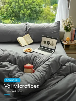 Bộ chăn ga gối Goni Chill màu Xám - Ảnh 4