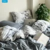Bộ chăn ga gối Goni Chill hoạ tiết Trắng Cẩm Thạch