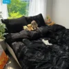 Bộ chăn ga gối Goni Chill hoạ tiết Đen Cẩm Thạch