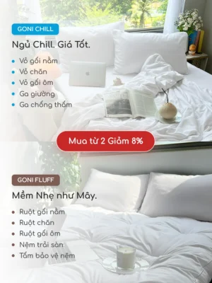 Bộ chăn ga gối Goni Chill màu Trắng - Ảnh 8