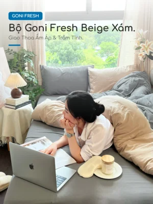 Alternative view of Bộ chăn ga gối Goni Fresh màu Beige Xám nhăn