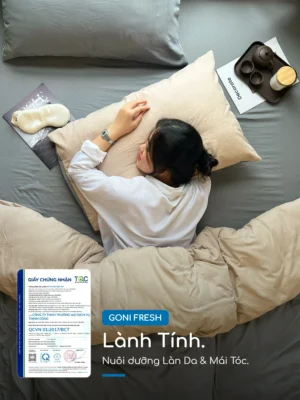 Bộ chăn ga gối Goni Fresh màu Beige Xám nhăn - Ảnh 3