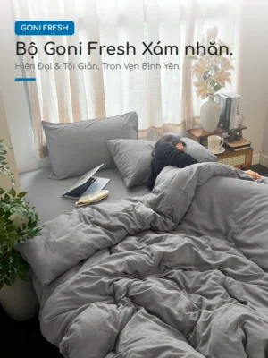 Alternative view of Bộ chăn ga gối Goni Fresh màu Xám nhăn