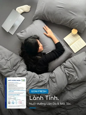 Bộ chăn ga gối Goni Fresh màu Xám nhăn - Ảnh 3