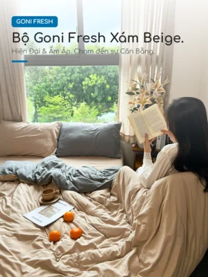 Alternative view of Bộ chăn ga gối Goni Fresh màu Xám Beige nhăn