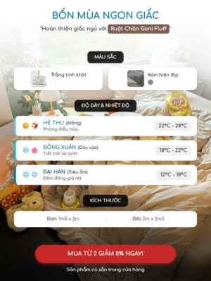 Bộ chăn ga gối Goni Chill màu Beige - Ảnh 7