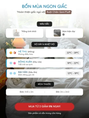 Bộ chăn ga gối Goni Chill màu Trắng - Ảnh 7