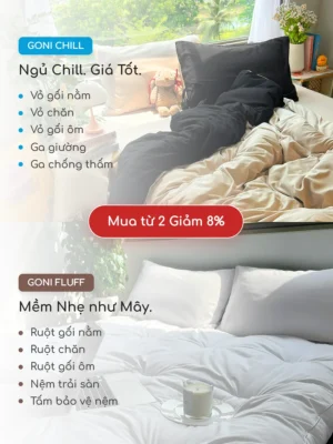 Bộ chăn ga gối Goni Chill màu Đen Beige - Ảnh 8