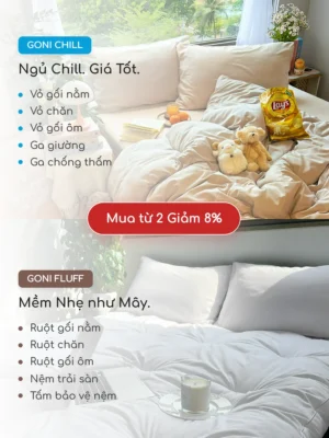 Bộ chăn ga gối Goni Chill màu Beige - Ảnh 8