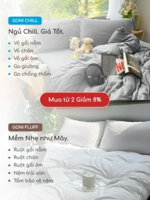 Bộ chăn ga gối Goni Chill màu Xám - Ảnh 8