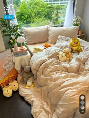 Bộ chăn ga gối Goni Chill màu Beige
