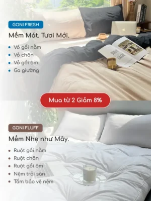 Bộ chăn ga gối Goni Fresh màu Đen Beige nhăn - Ảnh 8