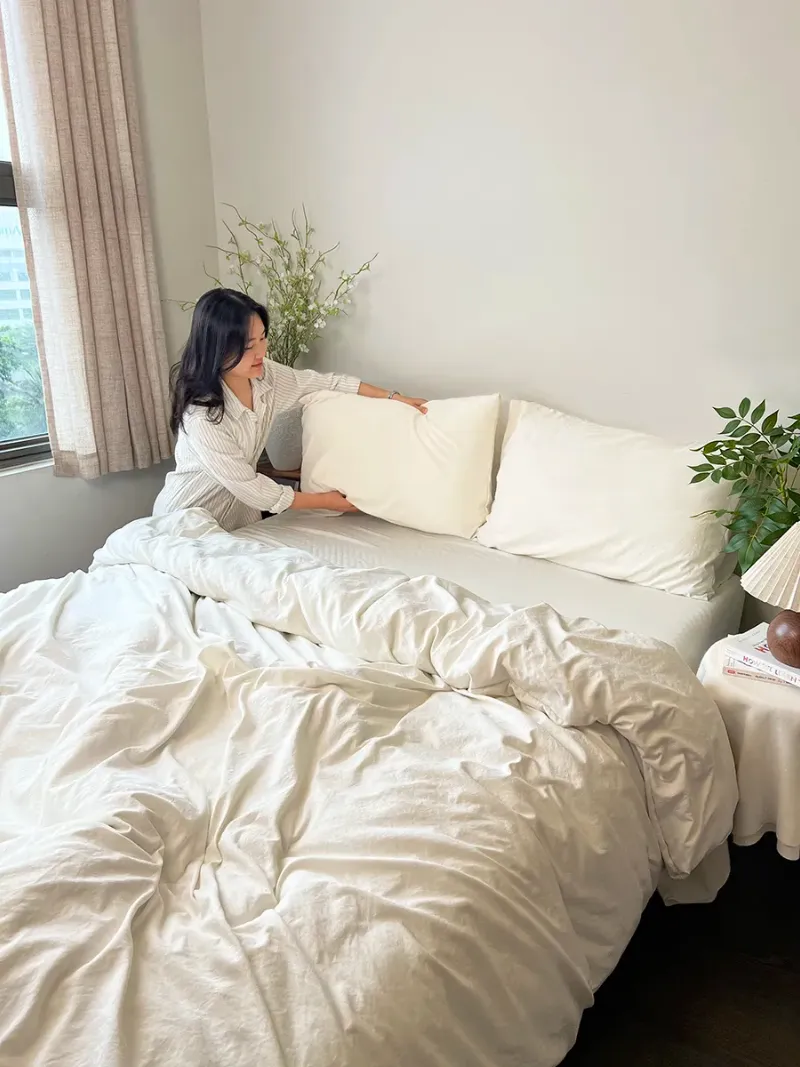 Không gian phòng ngủ Trắng Mây chữa lành