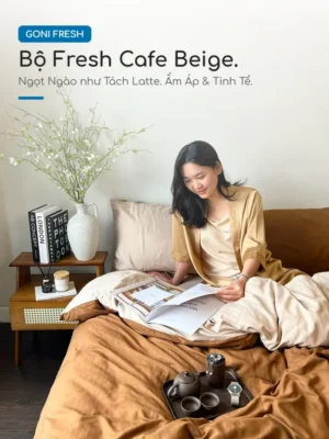 Alternative view of Bộ chăn ga gối Goni Fresh màu Cafe Beige nhăn