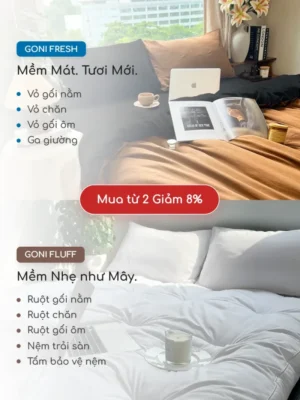 Bộ chăn ga gối Goni Fresh màu Cafe Đen nhăn - Ảnh 8