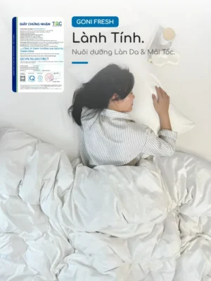 Bộ chăn ga gối Goni Fresh màu Trắng Mây - Ảnh 3