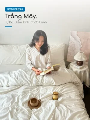 Bộ chăn ga gối Goni Fresh màu Trắng Mây - Ảnh 5