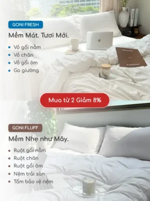 Bộ chăn ga gối Goni Fresh màu Trắng Mây - Ảnh 8