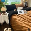 Bộ chăn ga gối Goni Fresh màu Cafe Đen nhăn