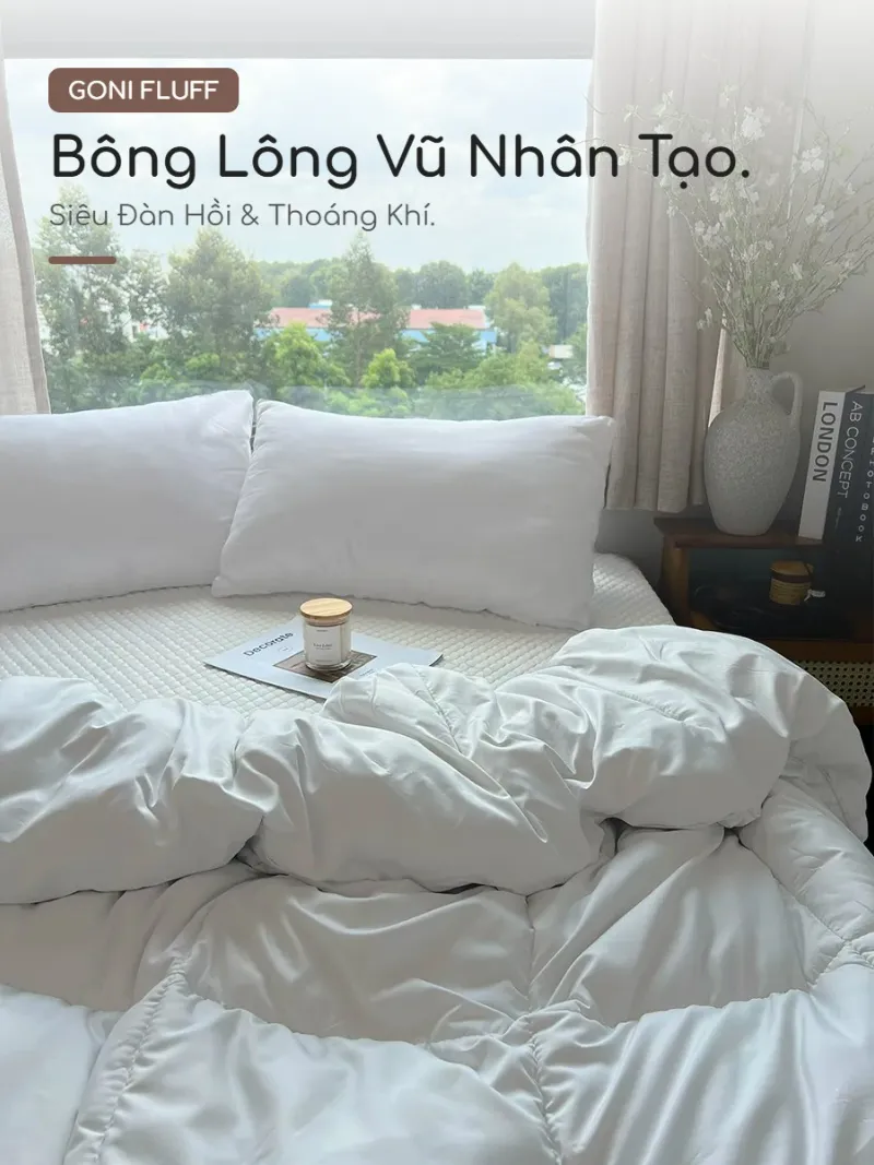 Ruột gối nằm Goni Fluff 55 Chất liệu tơi xốp, bồng bềnh tựa mây