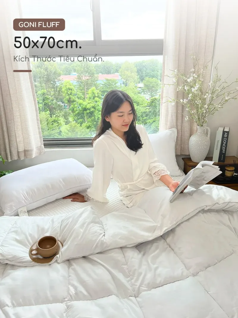 Ruột gối nằm Goni Fluff 57 Kích thước 50x70cm tiêu chuẩn, thiết kế tinh tế