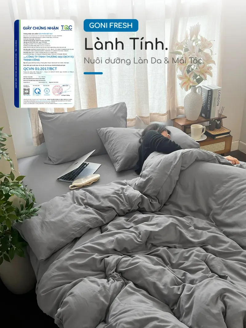 Ga (drap) giường Goni Fresh 48 Chất vải Microfiber gợn nhăn tự nhiên