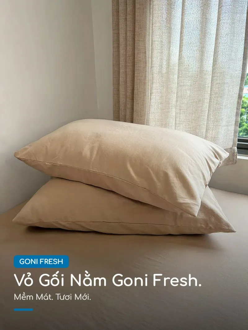 Vỏ gối nằm Goni Fresh 46 Vỏ gối nằm Goni Fresh Beige