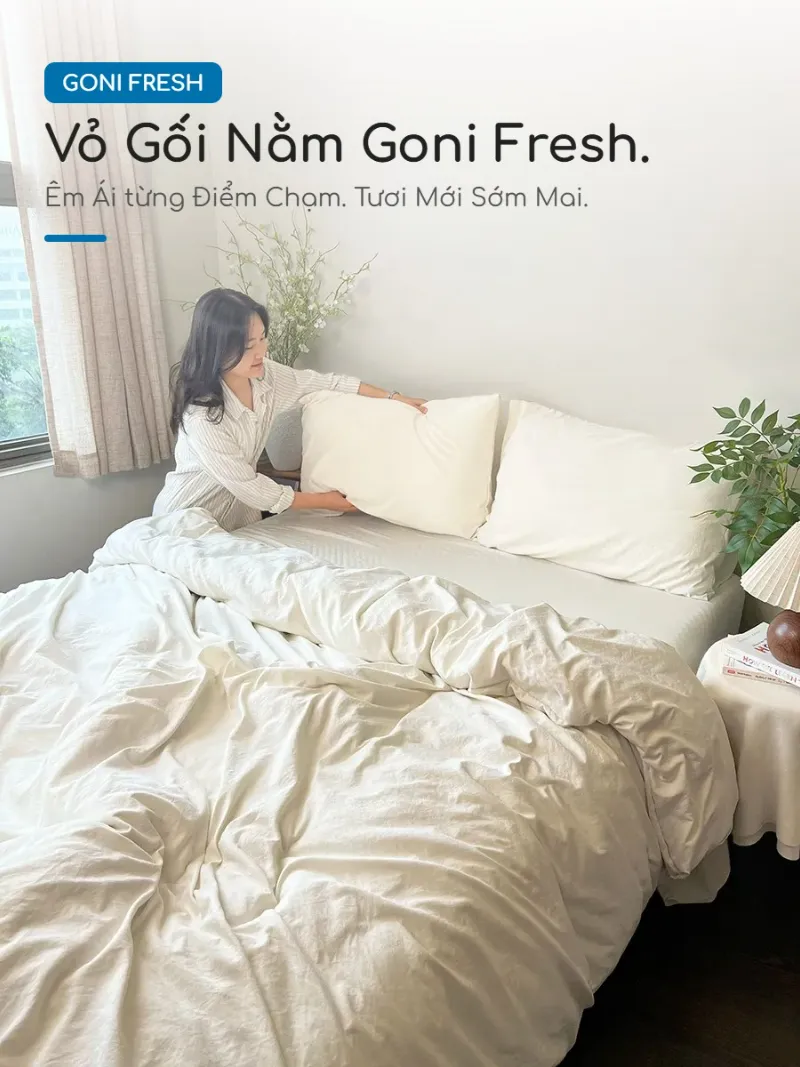 Vỏ gối nằm Goni Fresh 47 Vỏ gối nằm Goni Fresh Đen nhăn