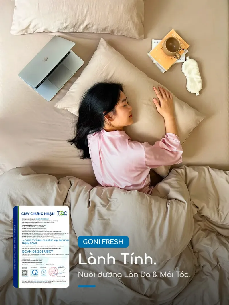 Vỏ gối nằm Goni Fresh 48 Chất vải Microfiber rửa mềm gợn nhăn