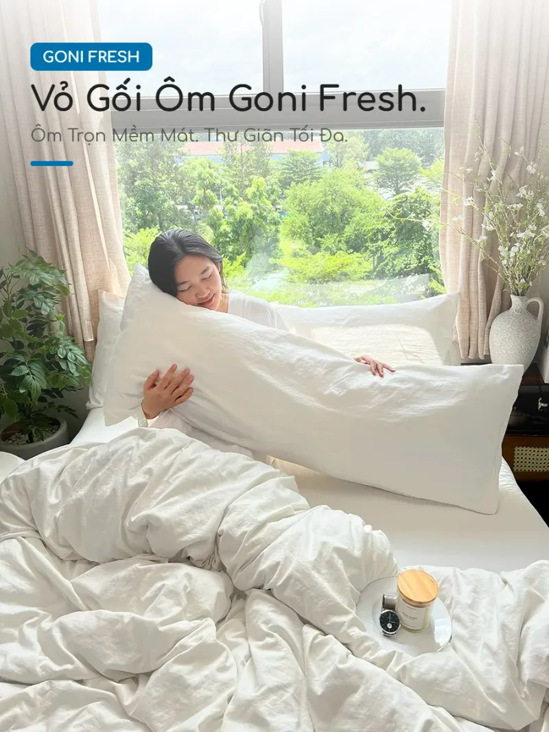 Vỏ gối ôm chữ nhật Goni Fresh 47 Phong cách phòng ngủ cùng gối ôm Goni Fresh