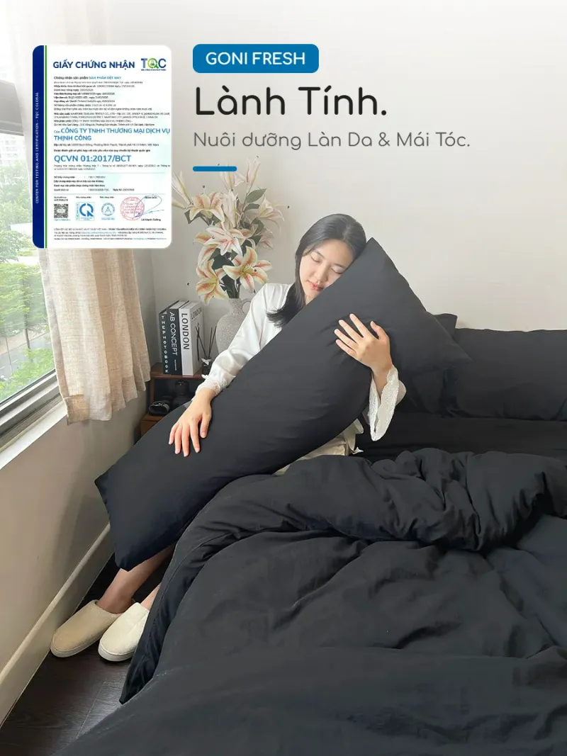 Vỏ gối ôm chữ nhật Goni Fresh 48 Chất vải Microfiber rửa mềm gợn nhăn