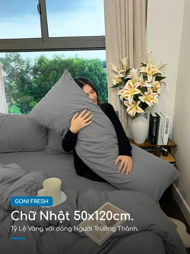Vỏ gối ôm chữ nhật Goni Fresh 51 Kích thước 50x120cm nâng đỡ toàn thân tối ưu