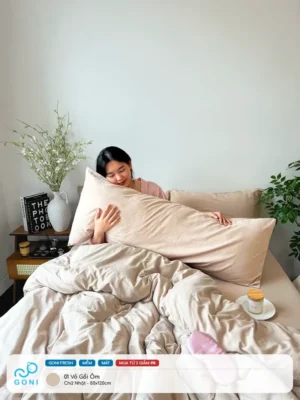 Vỏ gối ôm chữ nhật Goni Fresh - Beige Nhăn