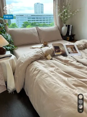 Bộ chăn ga gối Goni Fresh màu Beige nhăn