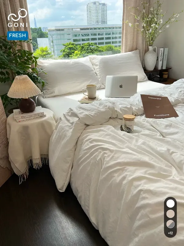 Bộ chăn ga gối Goni Fresh màu Cafe Đen nhăn