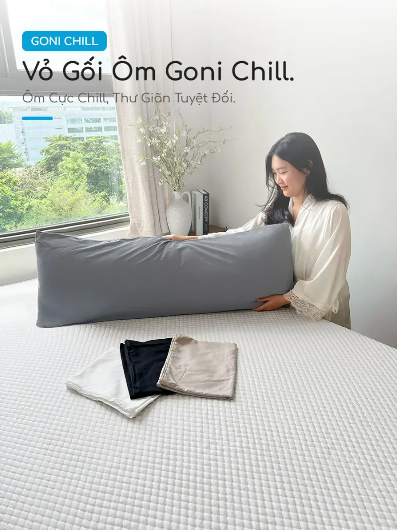Vỏ gối ôm chữ nhật Goni Chill 47 Vỏ gối ôm chữ nhật Goni Chill tối giản